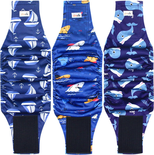 Reusable Dog Diapers Male 3Pcs, Premium Washable Belly Bands for Male Dogs Xlarge, High Absorbing Male Dog Wraps for Doggie Puppy Excitable Urination and Training(Sailboat, XL)