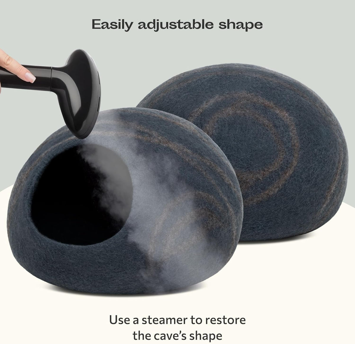 Cat Cave - Merino Wool Bed for Indoor Cats (Slate Grey, Large) | Cat Bed Enclosure, Cat Supplies & Cat Essentials, Premium Felt, Handmade, Soft, Lightweight, Breathable, Adjustable