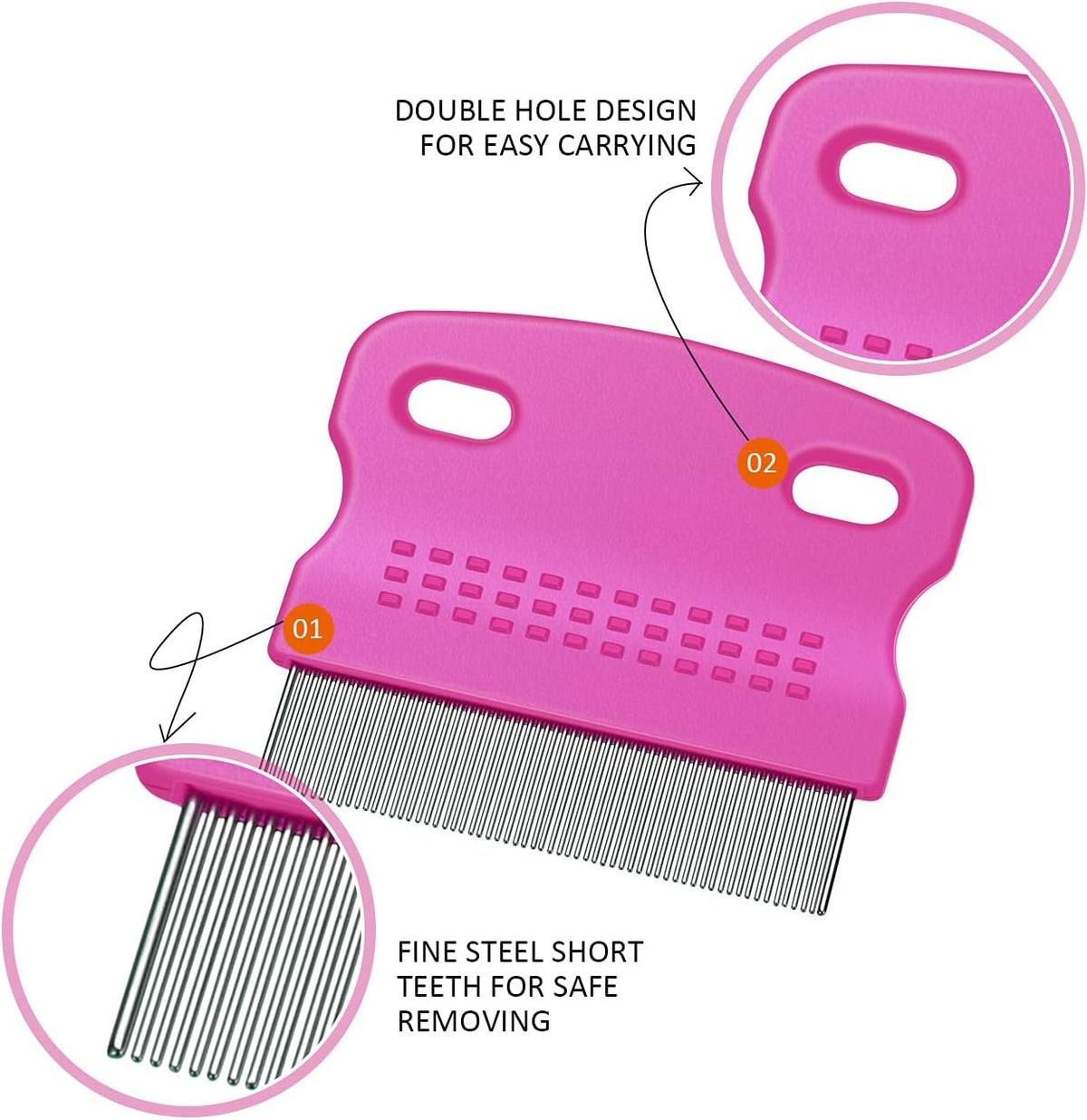 6 Pack Flea Comb Pet,White, Yellow, Green, Purple, Orange, Dark Blue