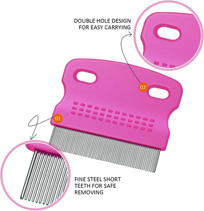 6 Pack Flea Comb Pet,White, Yellow, Green, Purple, Orange, Dark Blue
