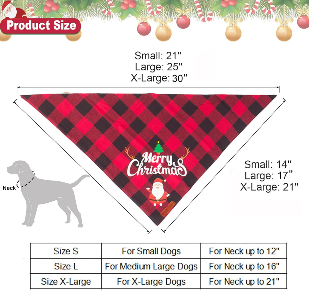 2 Pack Dog Bandana Christmas Classic Plaid Pet Scarf Triangle Bibs Kerchief Merry Christmas Santa Snowman Bandana for Medium Large Dogs Pets (Large)