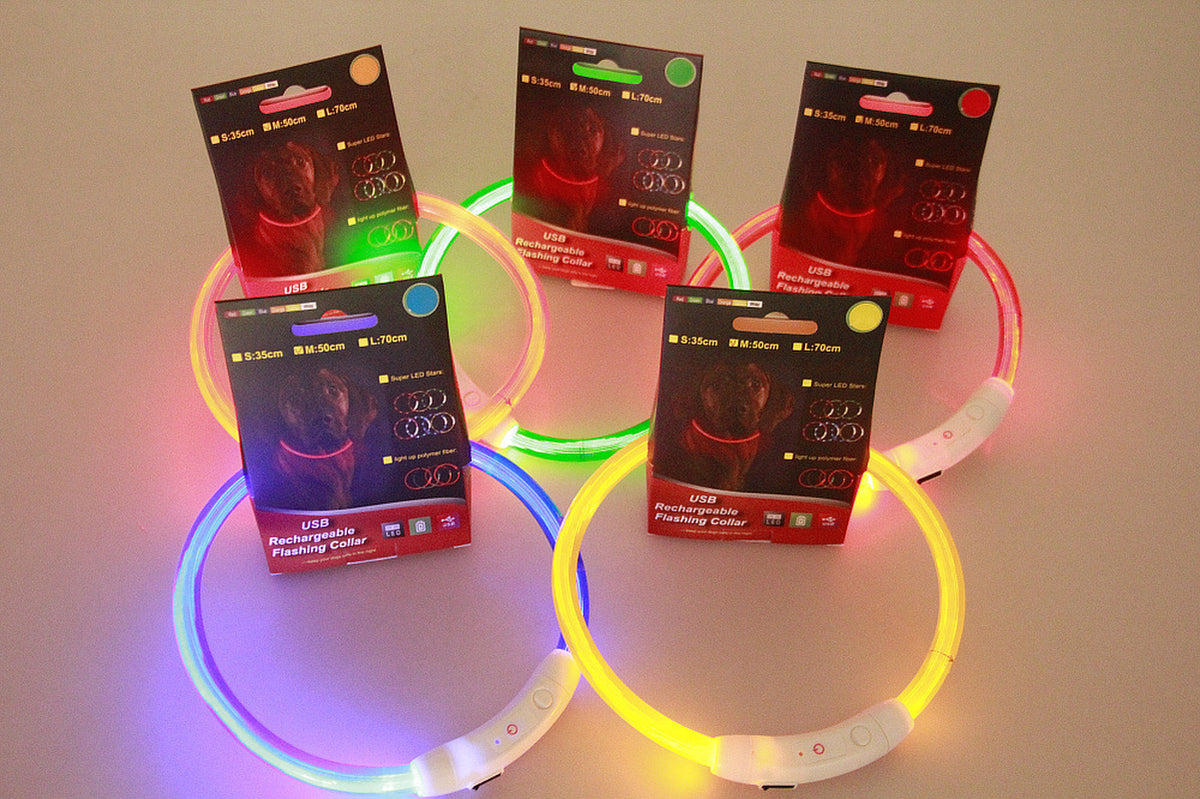 Pet Flashing Collar USB Rechargeable Glowing Necklace Safety Collar Light up Collars for Night Walking Electric Dog Collar Neon