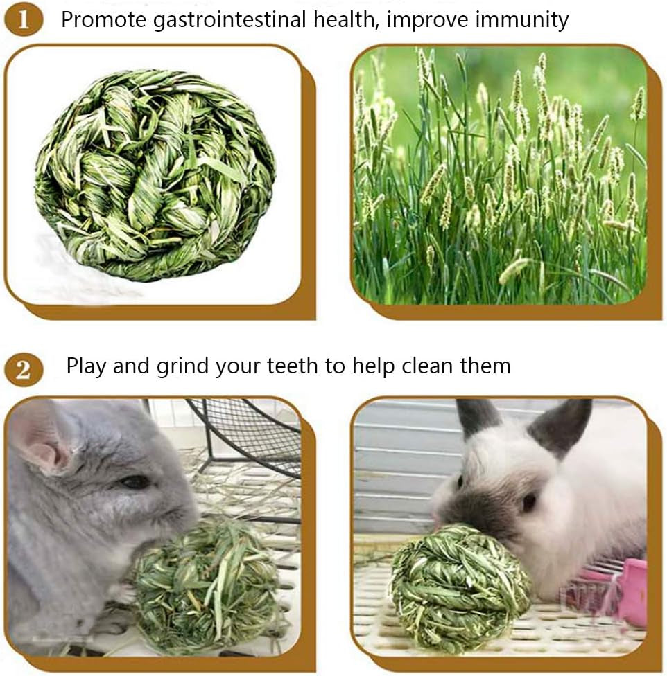 Bunny Grass Toy 4 Pcs Natural Timothy Grass Rabbit Chew Balls