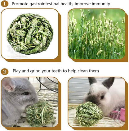 Bunny Grass Toy 4 Pcs Natural Timothy Grass Rabbit Chew Balls