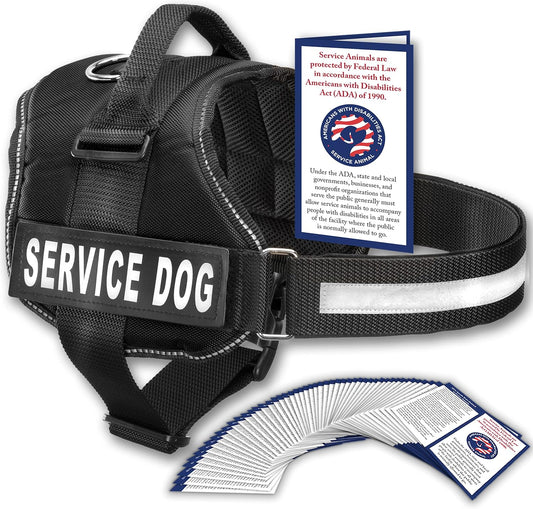 Service Dog Vest with Handle, No Pull Dog Harness for Large Dogs, Reflective Straps, Removable Patches Training Vest (Small - Large Breeds)