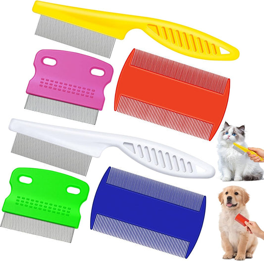 6 Pack Flea Comb Pet,White, Yellow, Green, Purple, Orange, Dark Blue