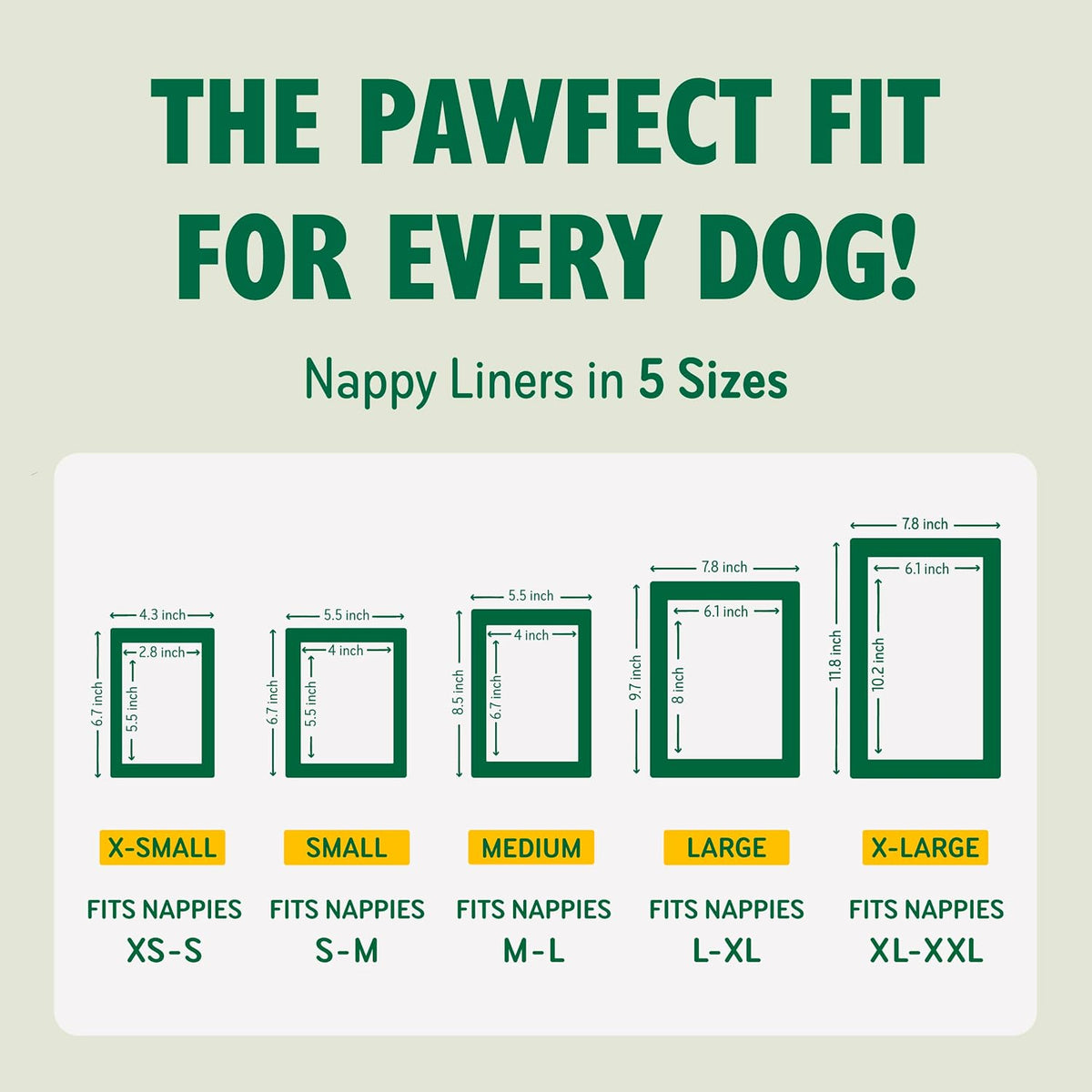 Dog Diaper Liners, Booster Pads for Male & Female Dogs, 100Ct, XS