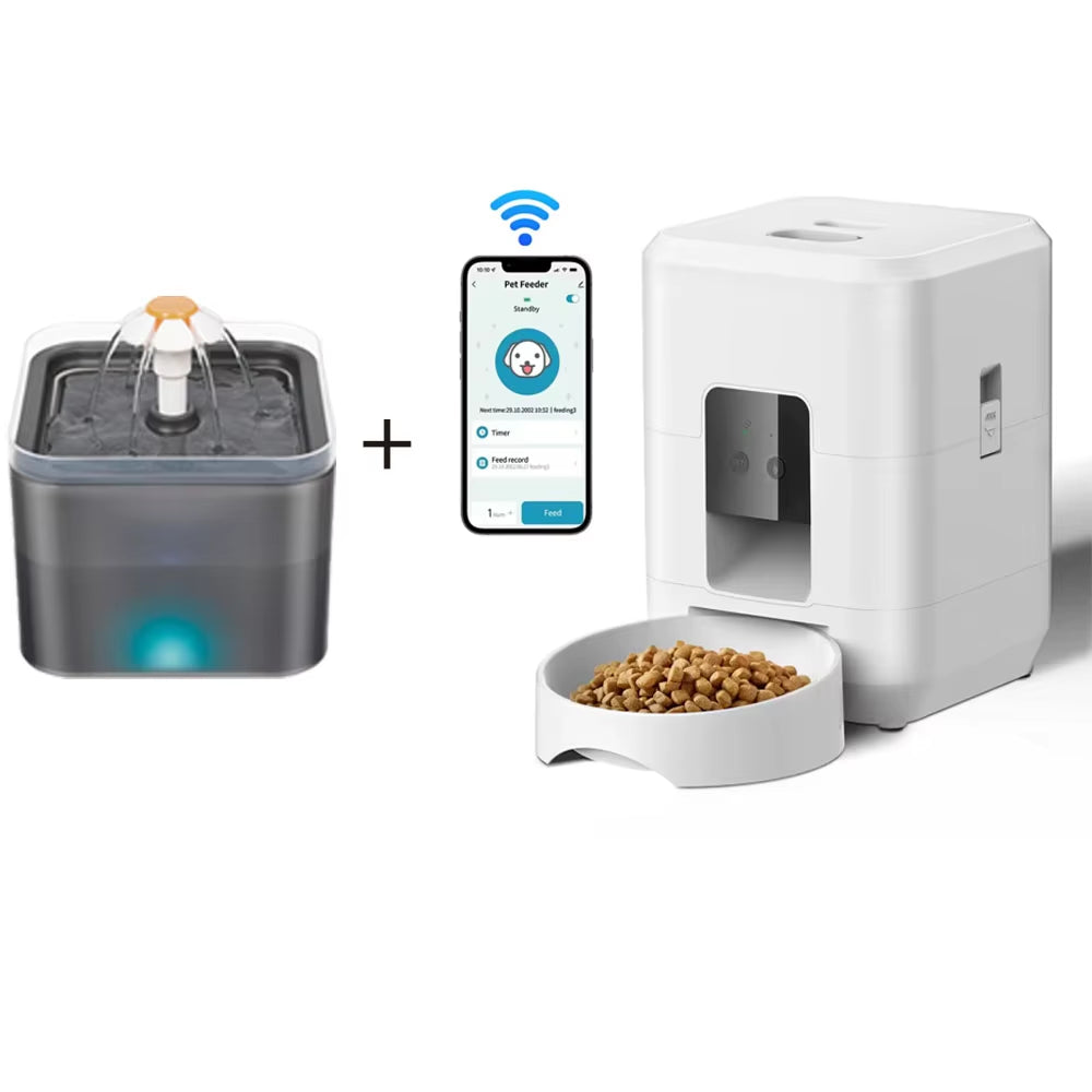 3.5L Automatic Pet Feeder Wifi APP Smart Timed Dosing Feeder Cat Dog Food Dispenser 2L Auto Drink Fountain Water Feeder Cat Bowl