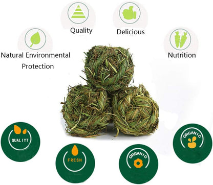 Bunny Grass Toy 4 Pcs Natural Timothy Grass Rabbit Chew Balls