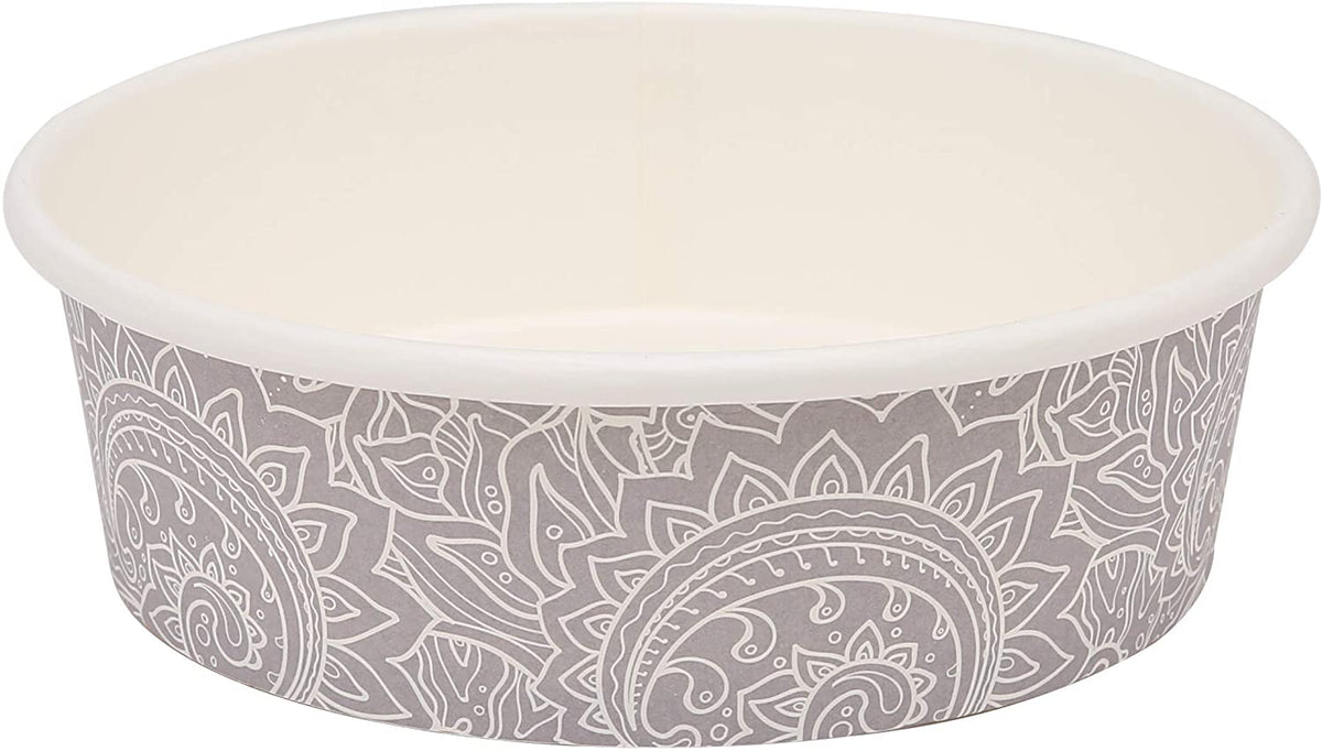 for Pets Disposable Feeding Bowls | Small Dog Feeding Bowls in Gray Pattern | 1.75 Cup Size - Great for Dry, Wet Dog Food or Water (Pack of 1)