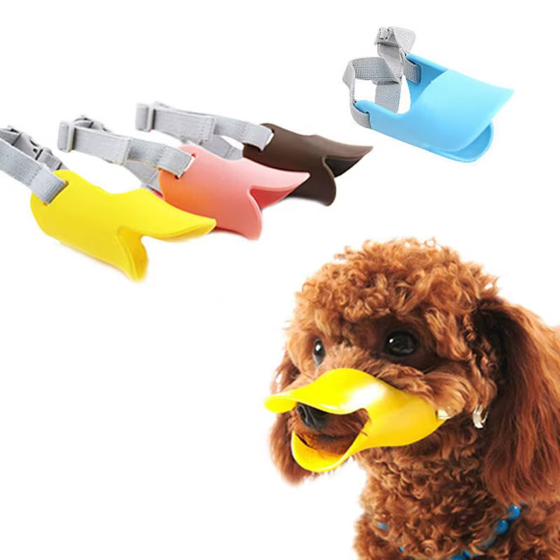 Dog Silicone Duck Muzzle Mask for Dogs anti Bite Stop Barking Small Large Adjustable Neck Strap Pet Dog Accessories